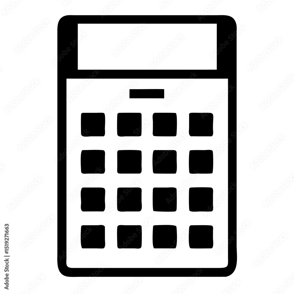 Poster simple calculator icon design. calculator features a classic grid layout with numbered keys. this cl