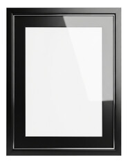 3D black photo thin border frame with a glass centre, transparent frame template