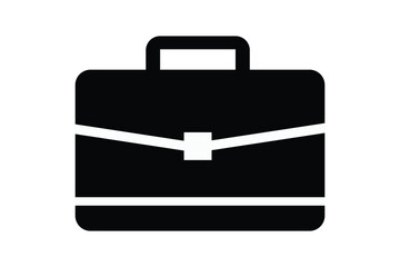 Black business briefcase icon with clasp