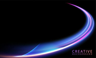 Futuristic glowing arc in pink, purple and blue colors for banners, UI and motion graphics. Vector