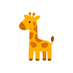 Cheerful Cartoon Giraffe Standing Sideways illustration design element