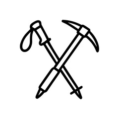 Crisscrossed hiking and climbing tools illustration design element