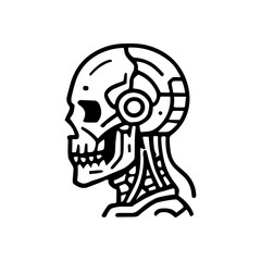 Cybernetic skull profile in stark detail illustration design element