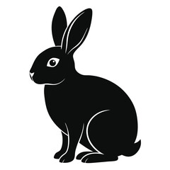 Obraz premium Elegant Black Silhouette of a Sitting Rabbit with Long Ears