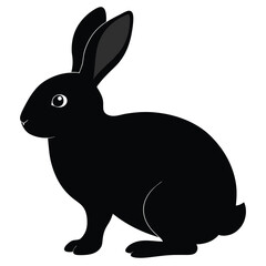 Obraz premium Black rabbit silhouette with long ears and a white background illustration