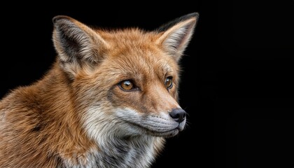 Fototapeta premium Striking Portrait of a Red Fox in the Wild A Moment of Sharp Focus and Vivid Detail Showcasing the Majesty of Natures Canine Masterpiece, with Furs Rich Rust Hues and Glinting Eyes.