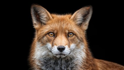 Fototapeta premium Enchanting Closeup of a Red Fox Basking in Winter Twilights Glow amidst the Majestic Whispers of a Forest Scene, Cloaked in Shimmering Winter Light.