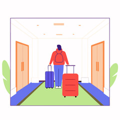 Fototapeta premium Rooms Hotel Booking Travel Minimal Vector Roundish Flat