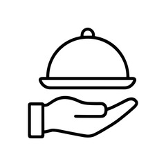 Hand presents covered dish offering illustration design element