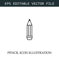 Pencil Icon Black and White Vector Design Image Illustration

