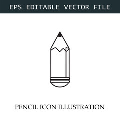 Pencil Icon Black and White Vector Design Image Illustration

