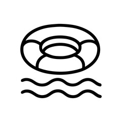 Swimming ring afloat on wavy water illustration design element