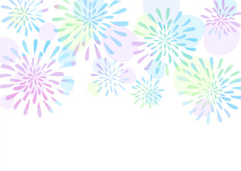 浴衣や手ぬぐいの柄のようなレトロな花火のイラスト	
