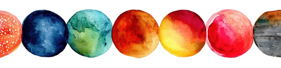Obraz premium Set of watercolor circles multicolored. High quality