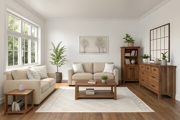 Minimalist Cozy Living Room with Neutral Tones and Natural Light