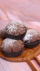 Chocolate Smurf Bread sprinkled with powdered sugar and chocolate paste inside