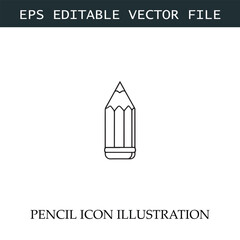 Pencil Icon Black and White Vector Design Image Illustration

