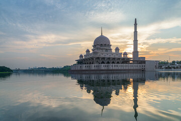 Awesome view of the Putra Mosque at sunrise, Putrajaya, Malaysia