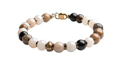 Bold Bracelet with Oversized Irregular Beads Isolated on solid white Background Png form