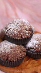 Chocolate Smurf Bread sprinkled with powdered sugar and chocolate paste inside