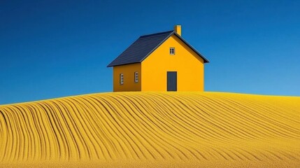 Yellow House on Rolling Field