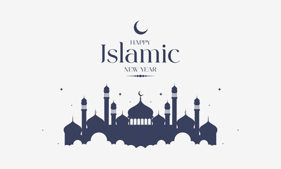 Minimalist Islamic New Year Design. Perfect for Muharram, Hijri New Year, Islamic holiday Celebrations, Banners, Invitations, Social Media Posts, and more.