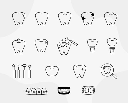 Minimal Line Style Dentistry Icon Se - line