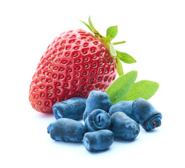 Strawberry with honeysuckle in closeup