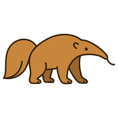 anteater wild animal fauna flat color vector illustration template design