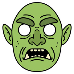 angry ogre mask party carnival birthday celebration flat color vector illustration template design