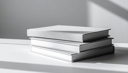 Stack Of White Books In Sunlight