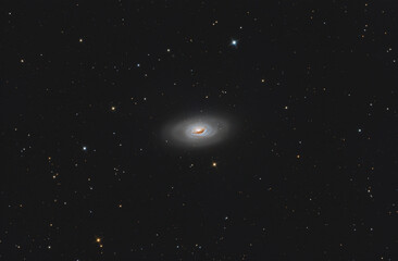 Messier 64  (called black eye or devil galaxy) in Ursa major constellation, taken with amateur telescope..