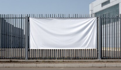 White banner on fence outdoor space
