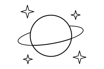 Line Art of Planet with Ring © Azziz Mufqi