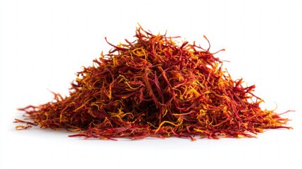 Fototapeta premium Pile Of Saffron Threads On White Background