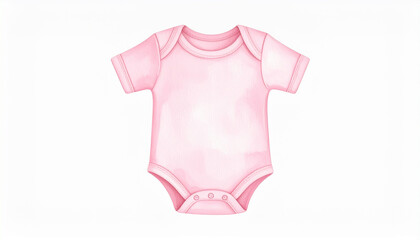 Watercolor painting of cute infant bodysuit. Baby apparel. Children clothes. Isolated on white.