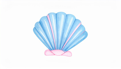 Watercolor painting of cute sea shell isolated on white backdrop. Sea world. Hand drawn art.