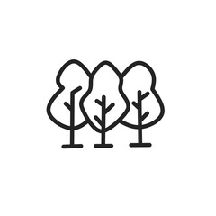 Collection of Tree and Forest Related Line Icons. Editable Stroke for Design, Web Sites, Apps, Cards. Contains Linear Images of Deciduous and Coniferous Trees