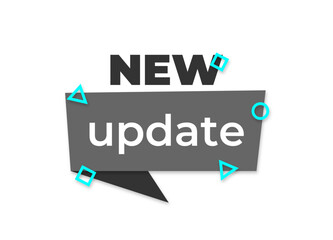 gray sticker with blue figures update on a transparent background