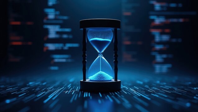 Hourglass with technologies backgrounds