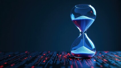 Hourglass with technologies backgrounds