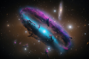 Swirling galaxy of vibrant purple and blue hues displays cosmic beauty in a vast expanse of space