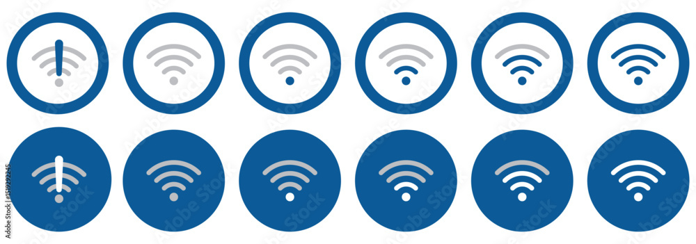 Fototapete wi-fi icon set. internet symbol. network icon. wi-fi symbol. internet sign. wireless network round o