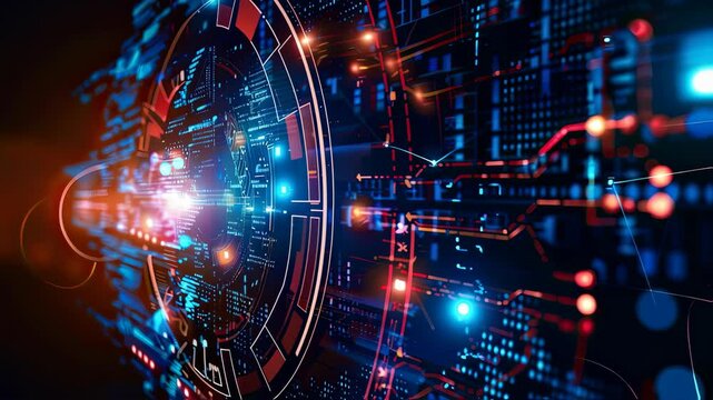 Advanced technology background animation with digital circuit pattern design