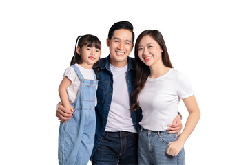 Fototapeta premium portrait of a happy asian family posing on a PNG background 