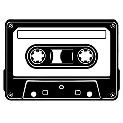 Fototapeta premium Black and White Retro Audio Cassette Tape Vector Illustration for Music and Nostalgia