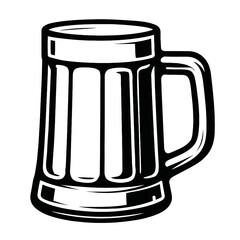 Black and White Vector Outline of a Classic Beer Mug or Tankard