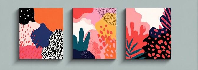 Set of abstract creative universal artistic templates. Good for poster, card, invitation, flyer, cover, banner, placard, brochure and other graphic design. High quality