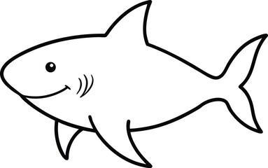 Fototapeta premium great white shark icon line art vector illustration on transparent background