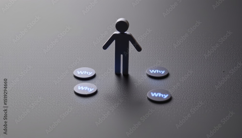 Poster why analysis concept, a figure surrounded by 